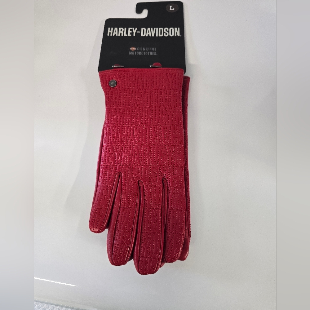 Harley Davidson Women's L leather gloves RED NWT